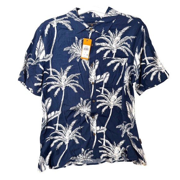 Margaritaville Casual Button Down Collared Men's Shirt Insignia Blue Palm Sz L - Picture 1 of 3